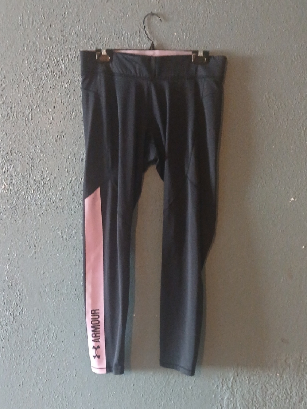 Under Armour Black Leggings with Pink Side Panel
